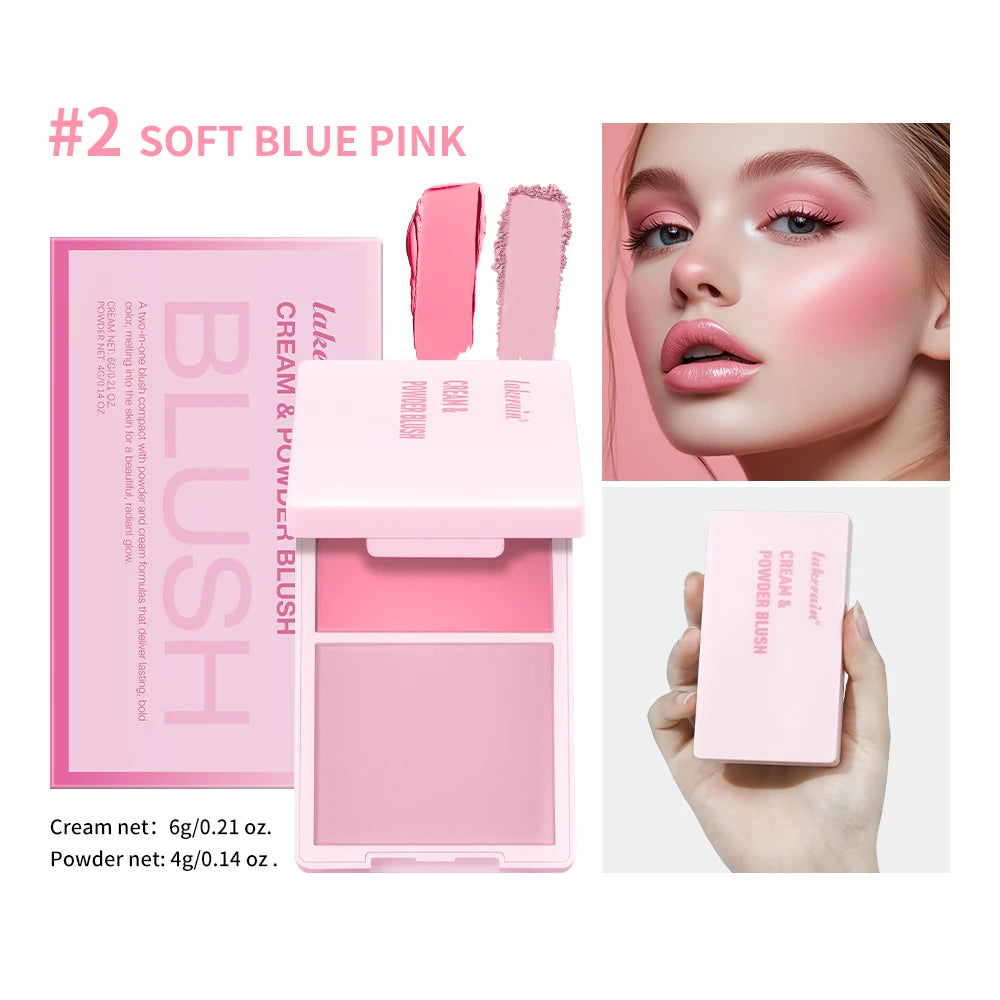 2-in-1 Cream and Powder Blush Palette for Long-Lasting Makeup