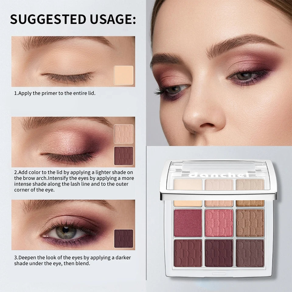 9-Color Beginner Friendly Eyeshadow Palette with Brush