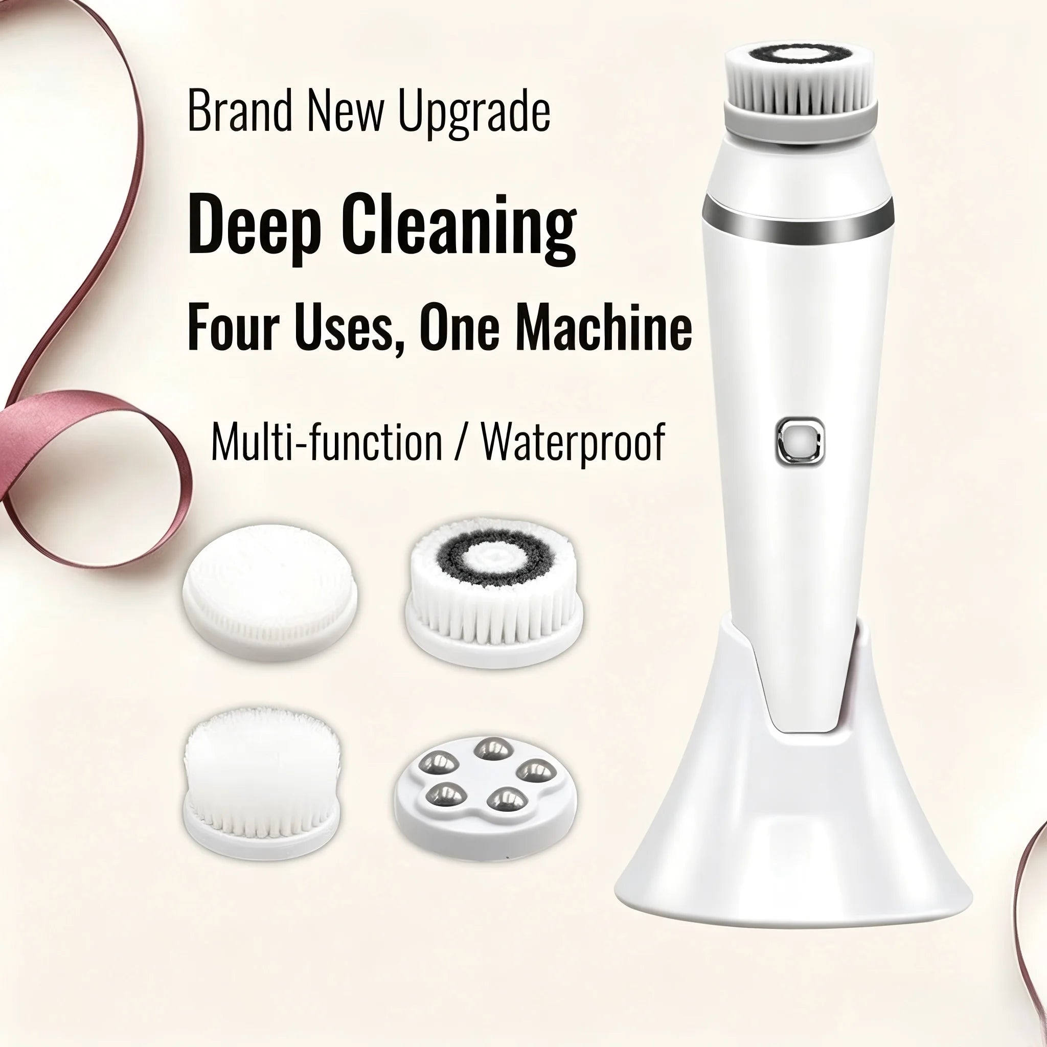 4-in-1 Electric Rotating Facial Cleansing and Massage Brush - 1