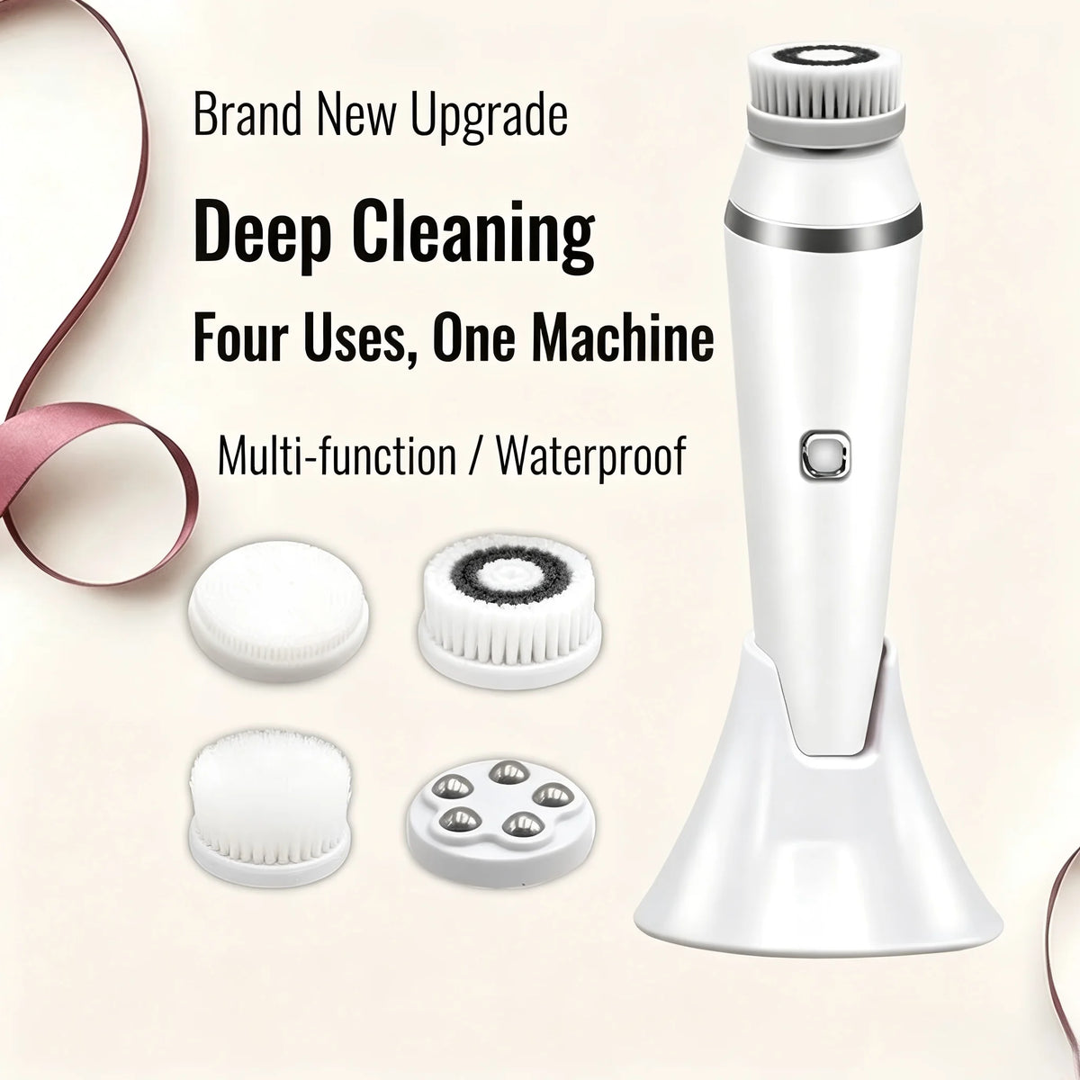 4-in-1 Electric Rotating Facial Cleansing and Massage Brush