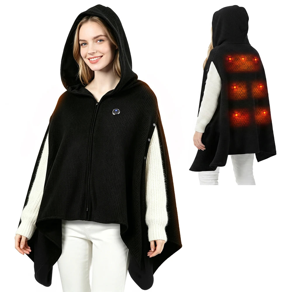 Wearable USB Graphene Heated Hooded Shawl - 1