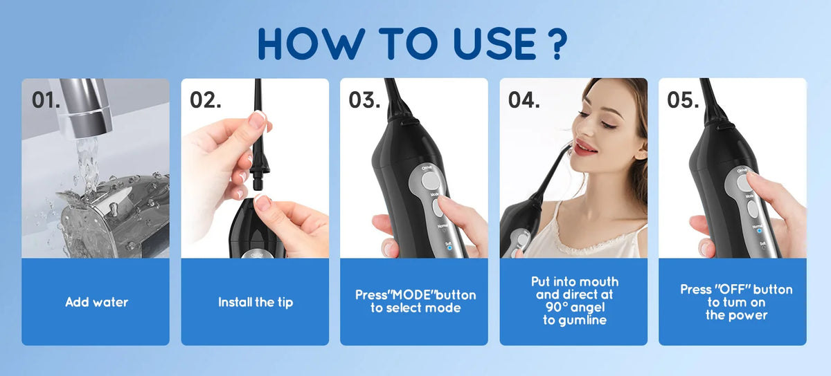 Portable Cordless Water Flosser for Teeth with 3 Cleaning Modes