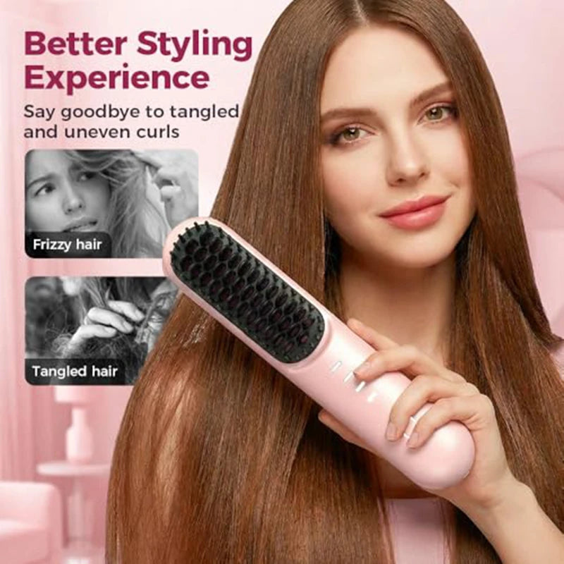 Fast-Heating Ionic Hair Straightening Brush for Frizz-Free Styling