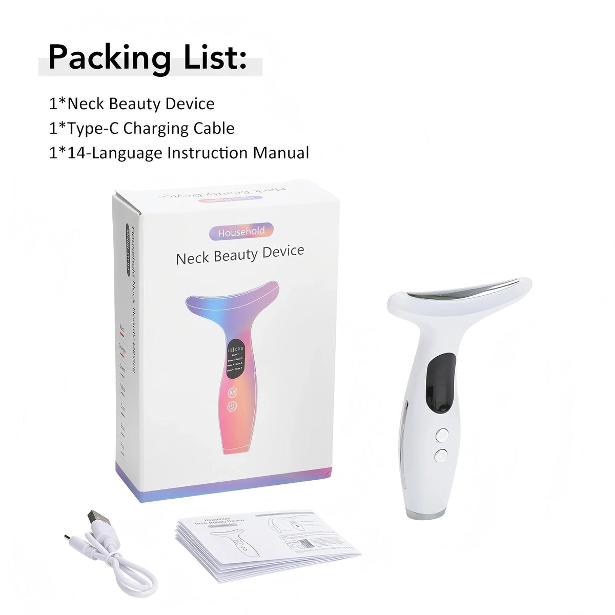 7-Color LED Microcurrent Neck and Face Beauty Lifting Device