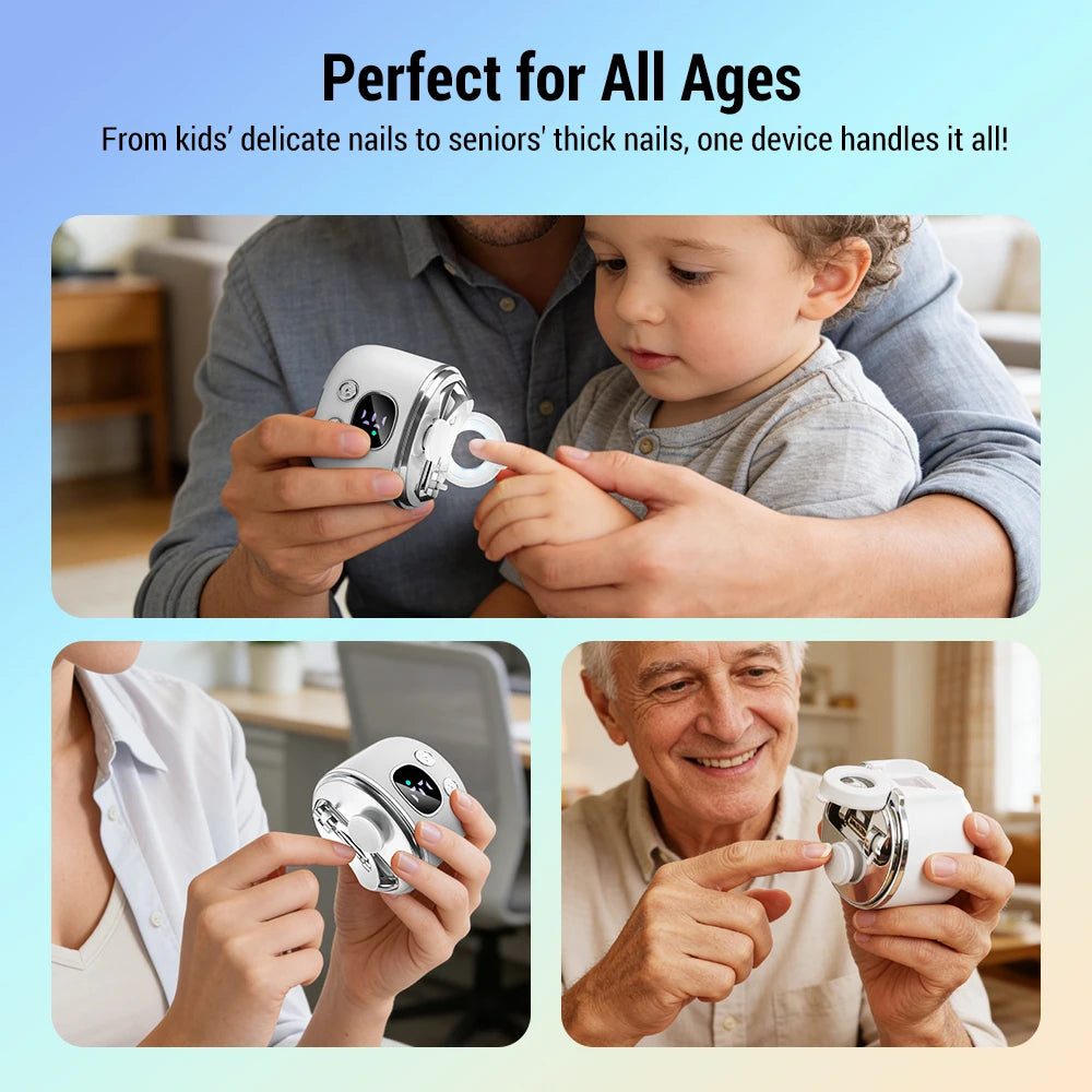 Electric Automatic Nail Clipper with Magnifier and LED Light