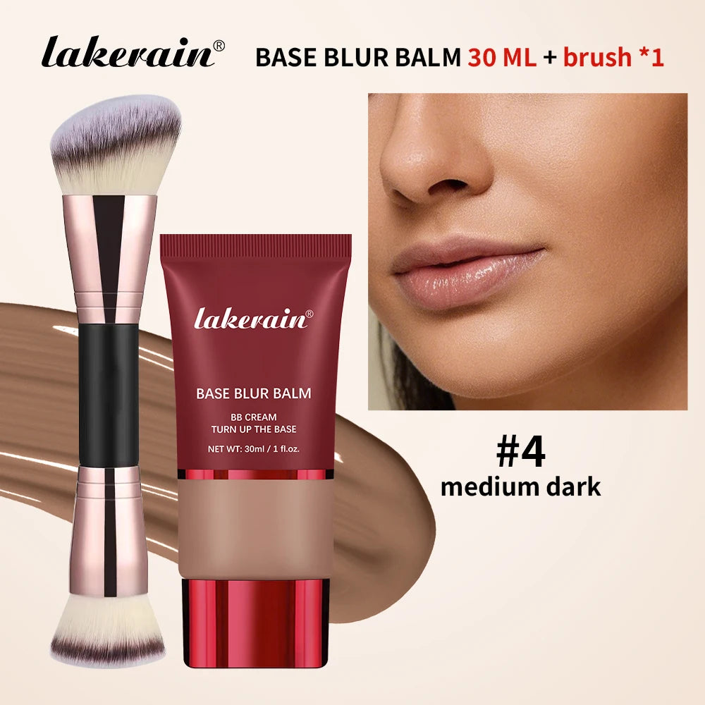 Matte Liquid Foundation and Dual-Ended Makeup Brush Set
