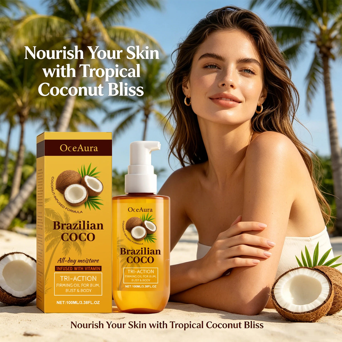 Coconut Firming and Hydrating Body Oil for Skin Elasticity