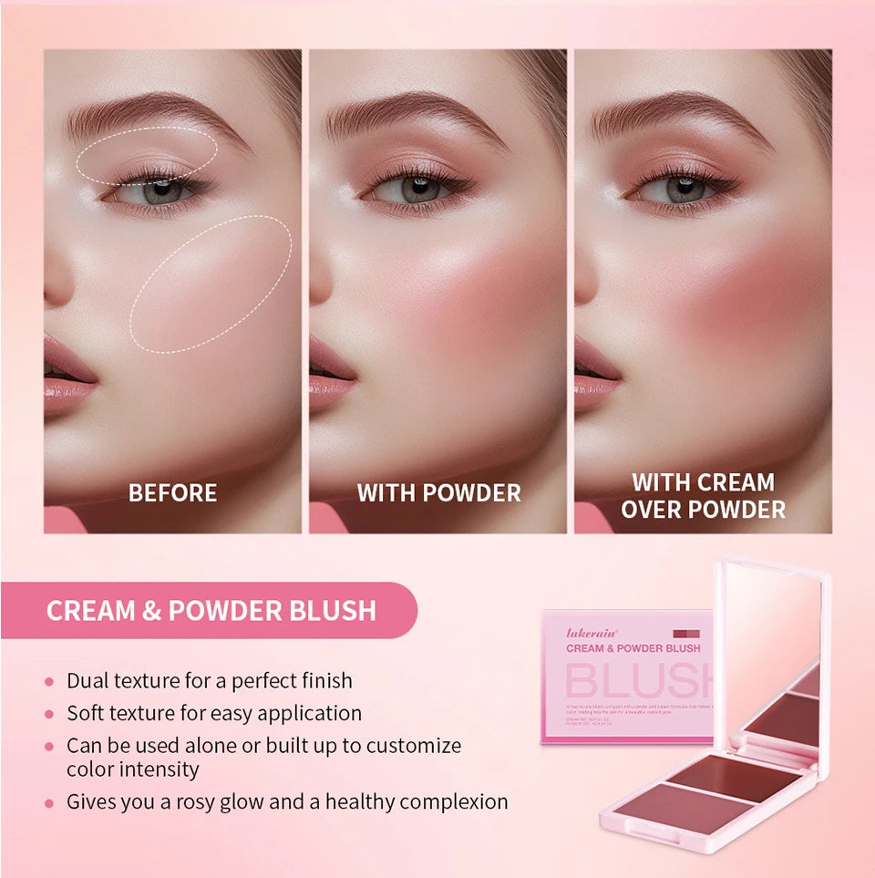 2-in-1 Cream and Powder Blush Palette for Long-Lasting Makeup