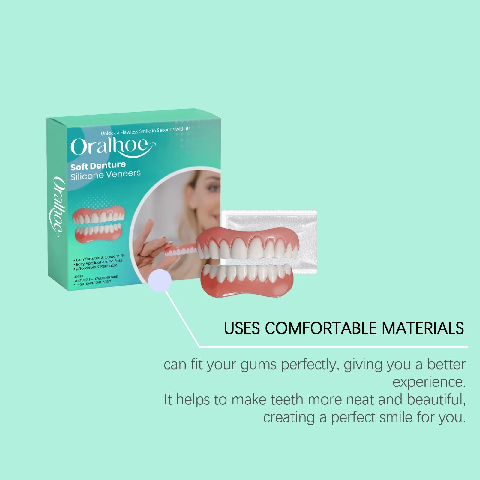 Flexible Silicone Cosmetic Denture Set for Temporary Smile Repair - 11