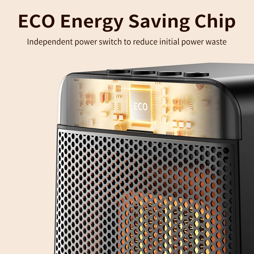 Portable PTC Ceramic Space Heater with Ambient Light and Timer - 16