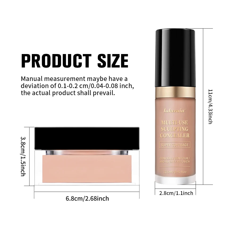 Matte Finish Concealer and Loose Setting Powder Makeup Set