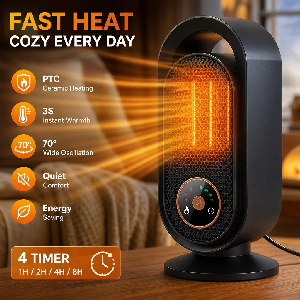 Portable Electric PTC Ceramic Desktop Space Heater with Timer