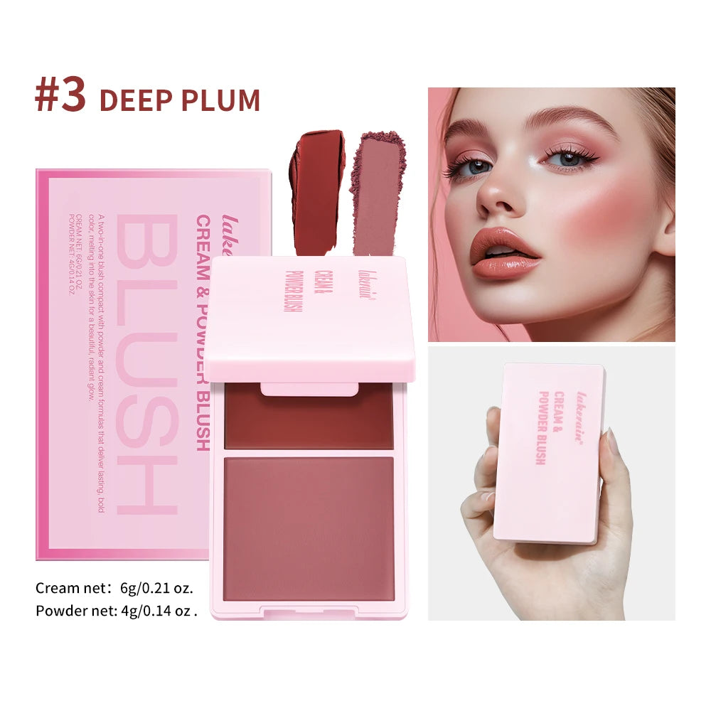 2-in-1 Cream and Powder Blush Palette for Long-Lasting Makeup