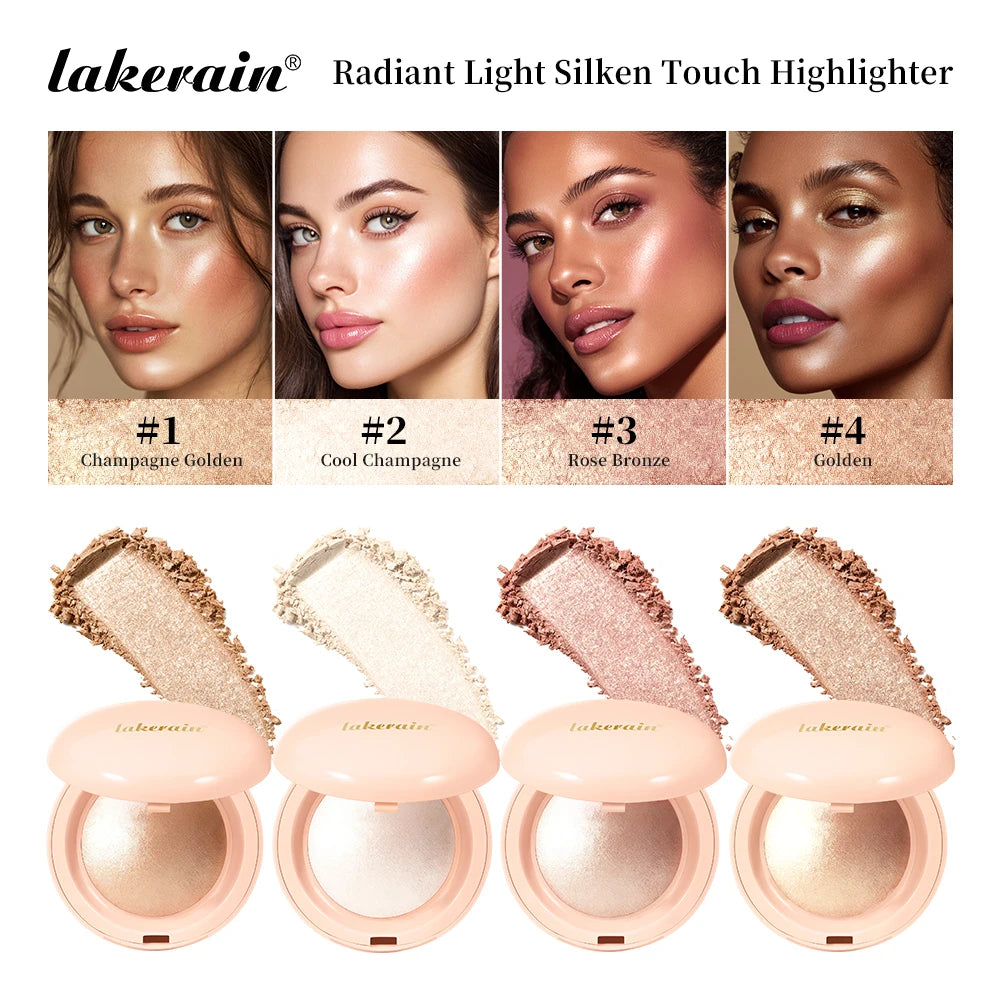 Silken Touch Baked Highlighter Powder for Luminous Glass Skin Glow