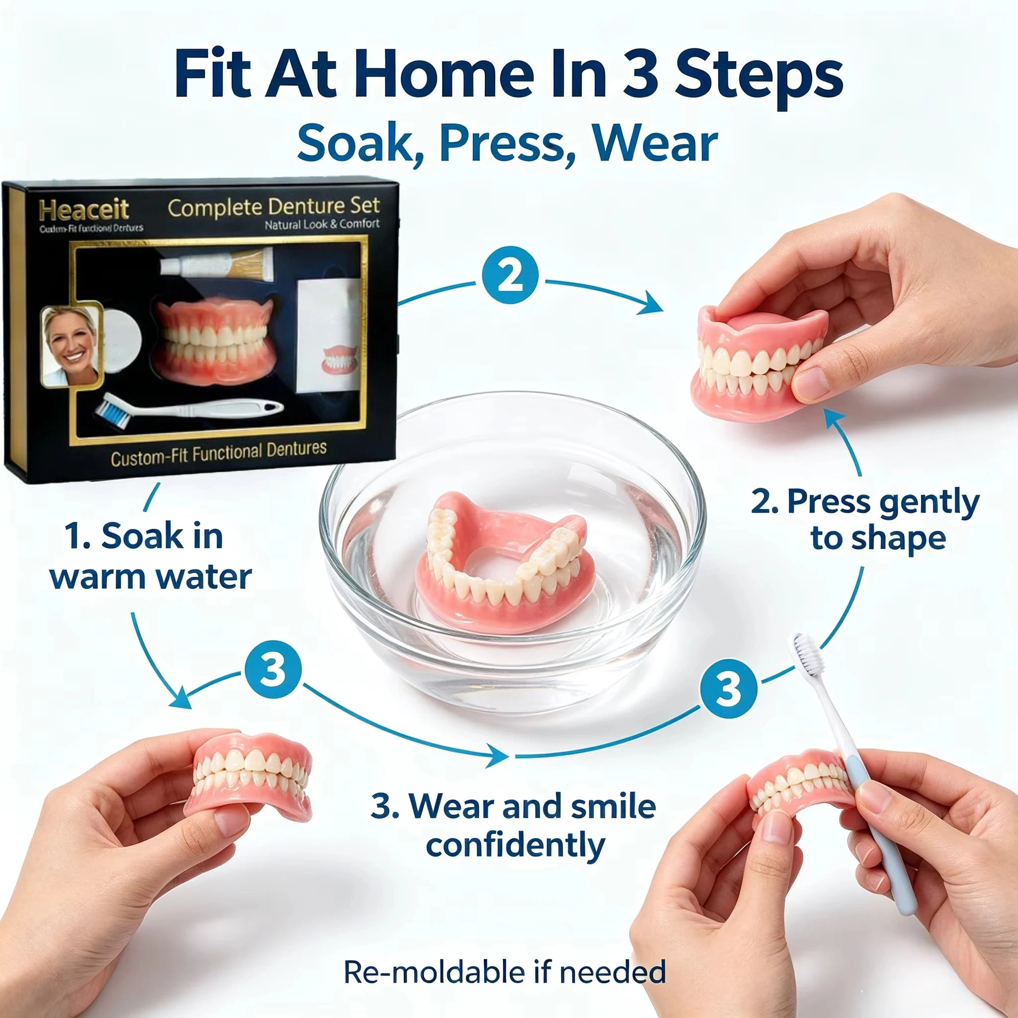 Comfort Fit Silicone Denture Set for Natural Looking Smile - 5