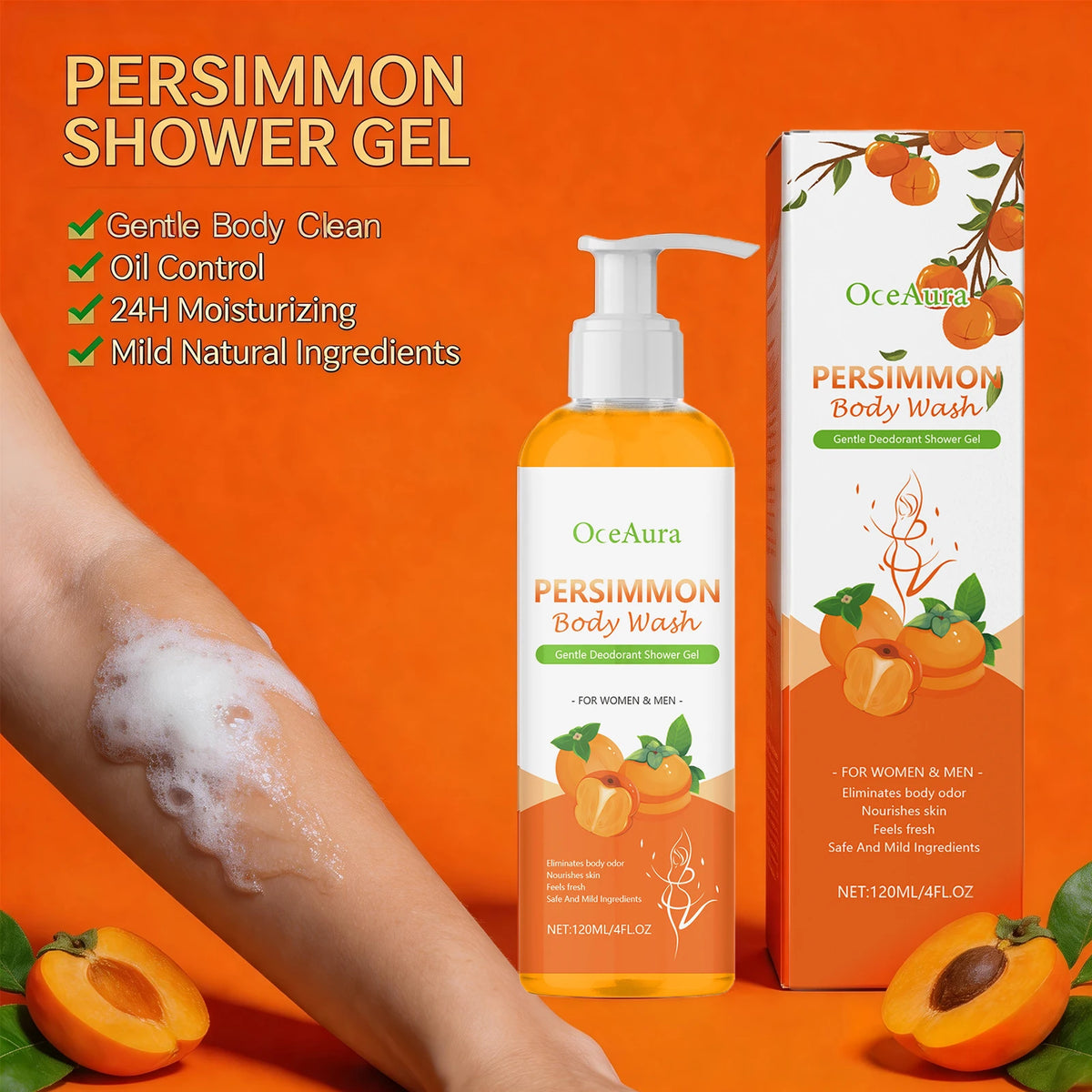 Persimmon Exfoliating Body Wash and Odor Neutralizing Shower Gel