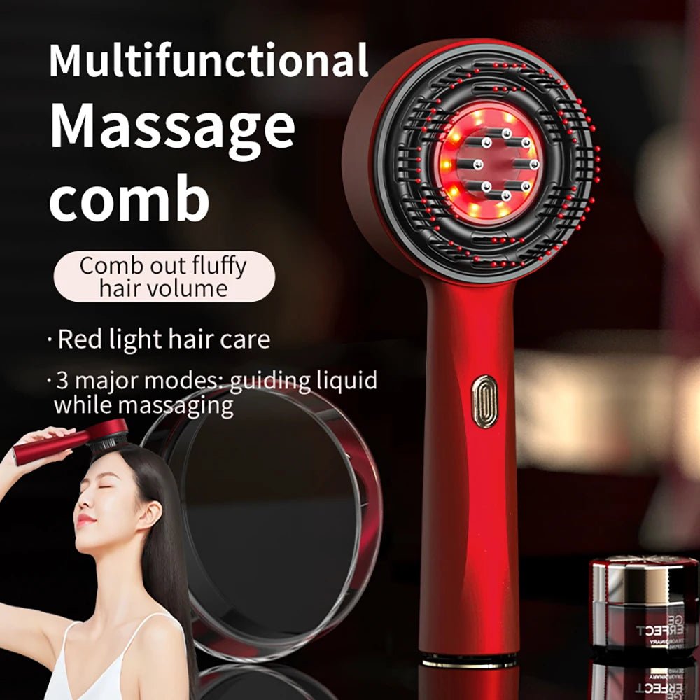 Electric Scalp Massage Comb with Red Light and Liquid Applicator