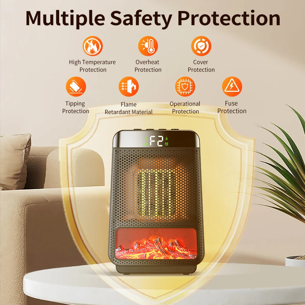 Portable PTC Ceramic Space Heater with Ambient Light and Timer