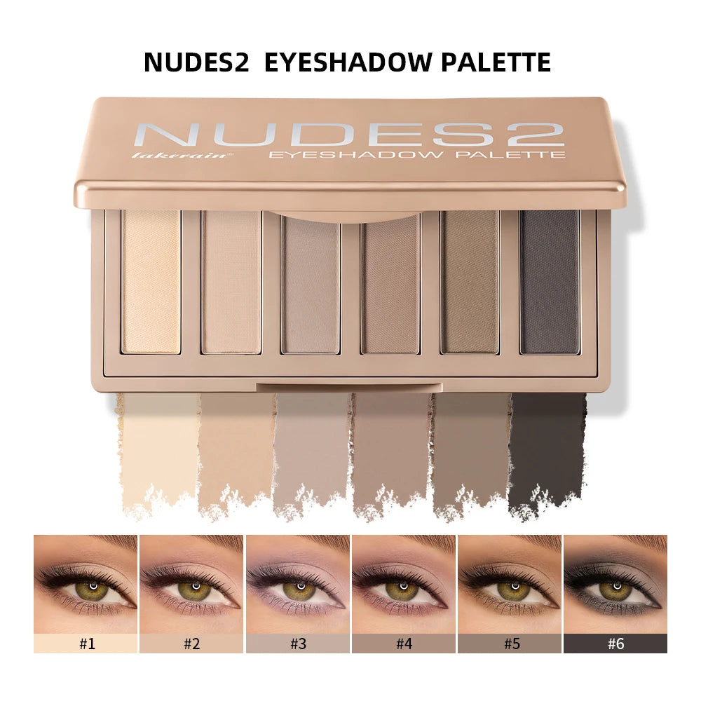 6-Color Matte Nude Eyeshadow Palette with Makeup Brushes - 19