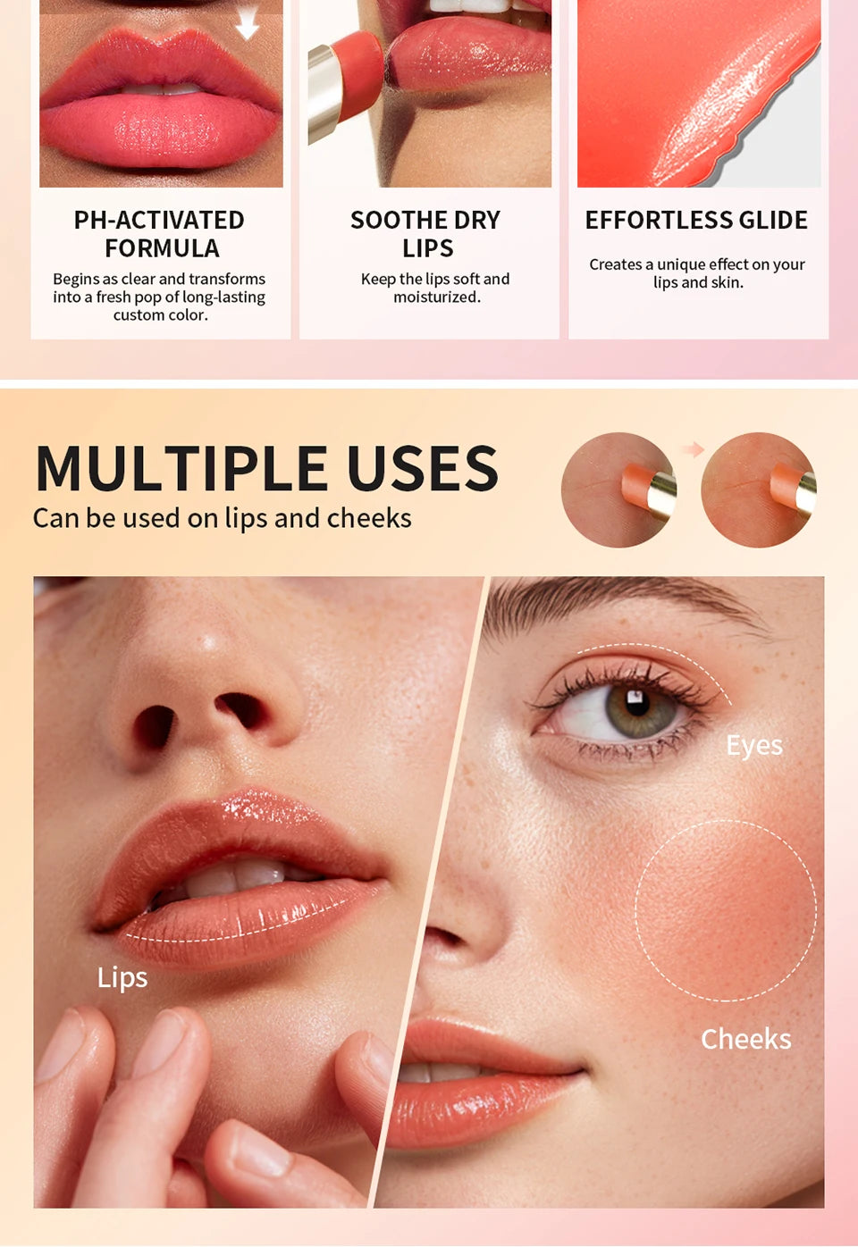 pH-Activated Color-Changing Lip and Cheek Stain