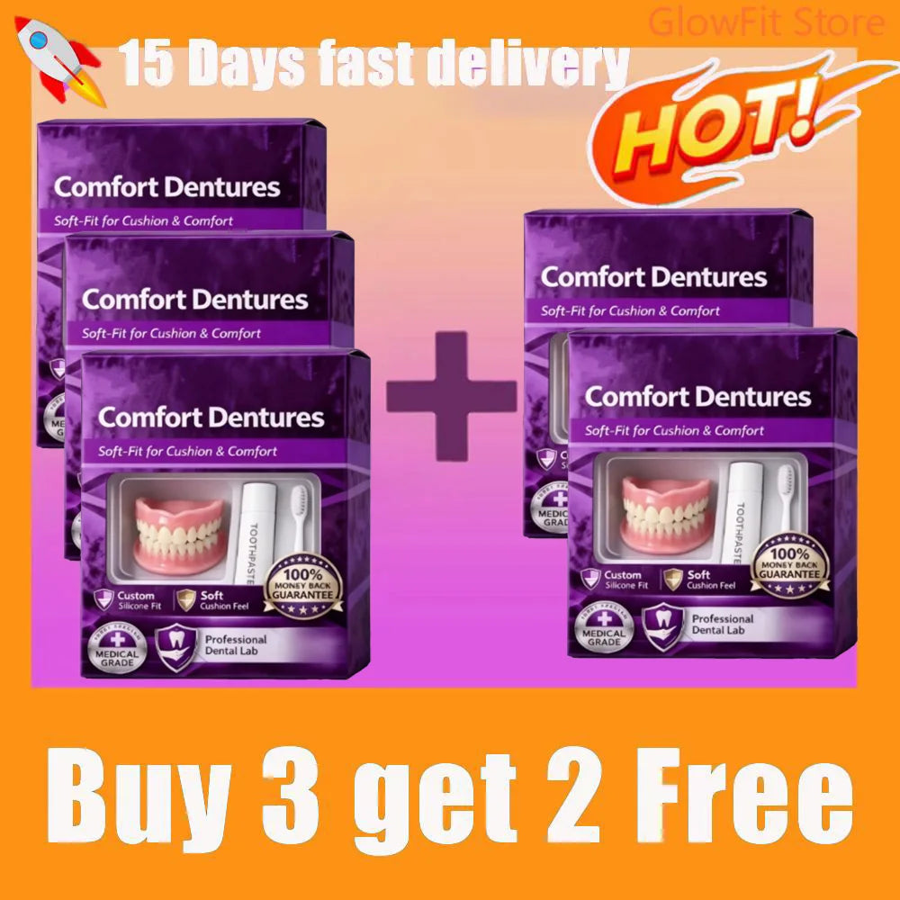 Moldable Silicone Instant Denture Set with Toothpaste and Toothbrush - 10