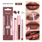 All-in-One Travel Lip Makeup Set with Liner, Lipstick, and Gloss