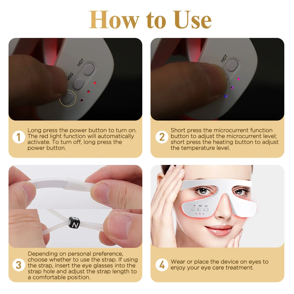 3D Red Light Therapy Eye Massager for Fatigue and Dark Circles