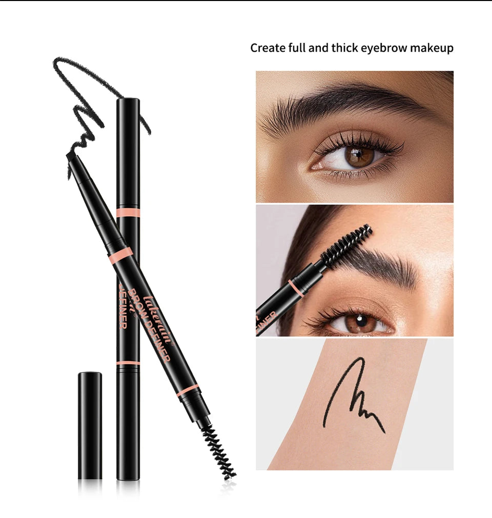 Waterproof Triangular Tip Eyebrow Pencil with Grooming Brush - 12
