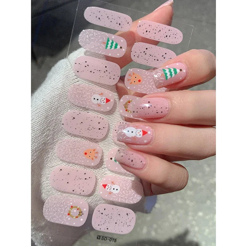 Christmas Snowflake Gel Nail Art Wraps