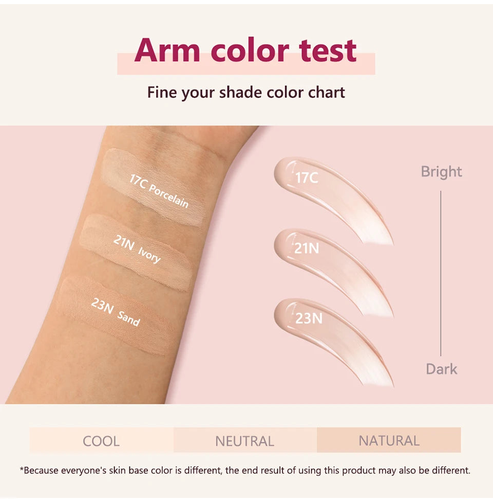 Waterproof Full Coverage Cushion Foundation with Sun Protection