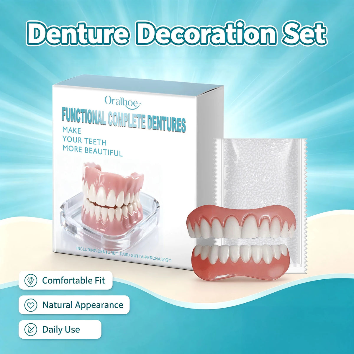 Cosmetic Denture Set for Temporary Smile Enhancement