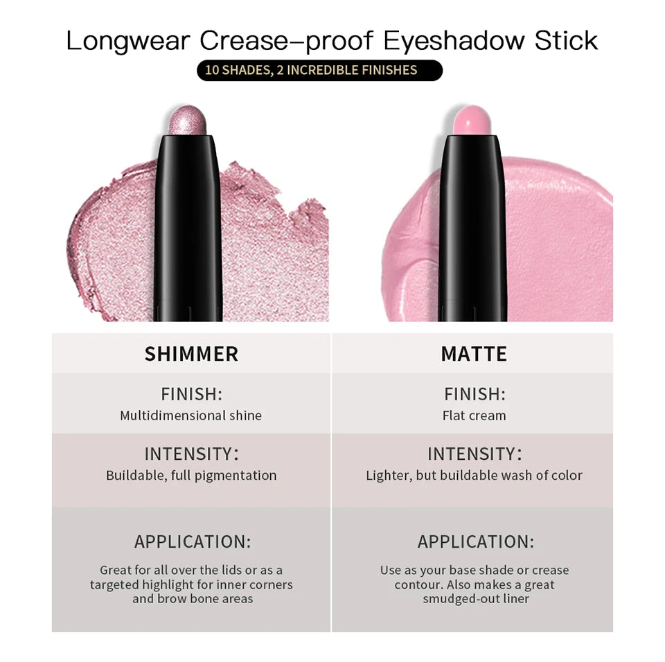 Longwear Waterproof Crease-Proof Eyeshadow Pencil Stick - 12