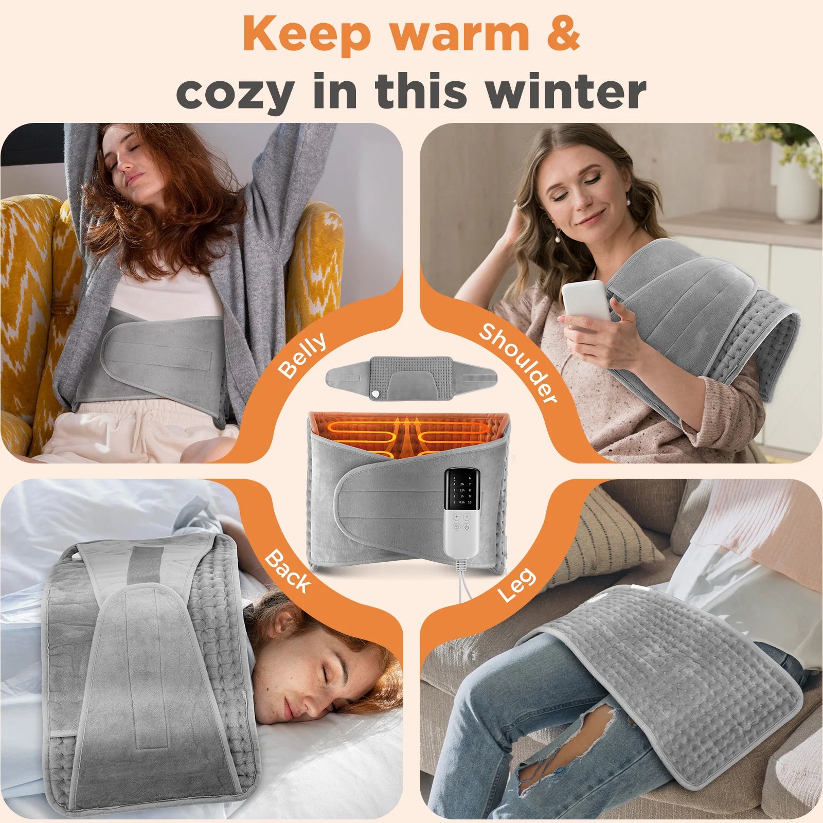 Electric Heated Waist Wrap with Hand Pockets - 11