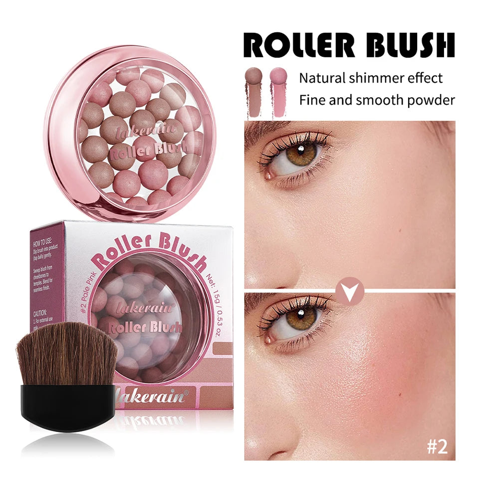 Spherical Shimmer Powder Blush Beads with Applicator - 12