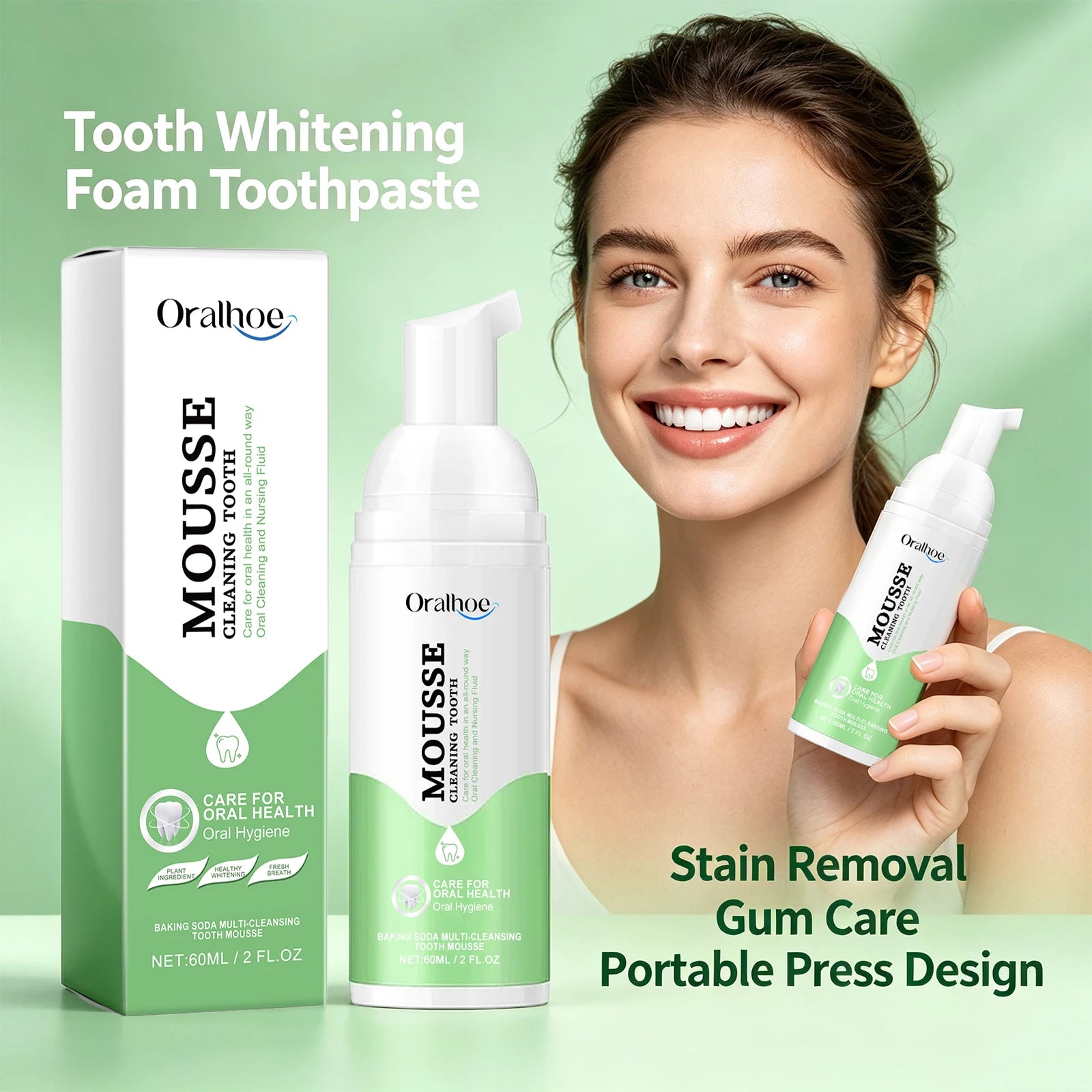 Whitening Foaming Toothpaste for Stain Removal and Deep Cleaning - 2
