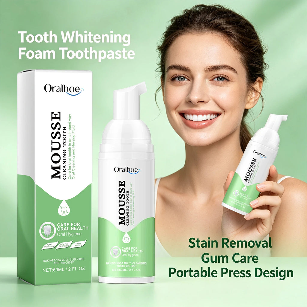 Whitening Foaming Toothpaste for Stain Removal and Deep Cleaning
