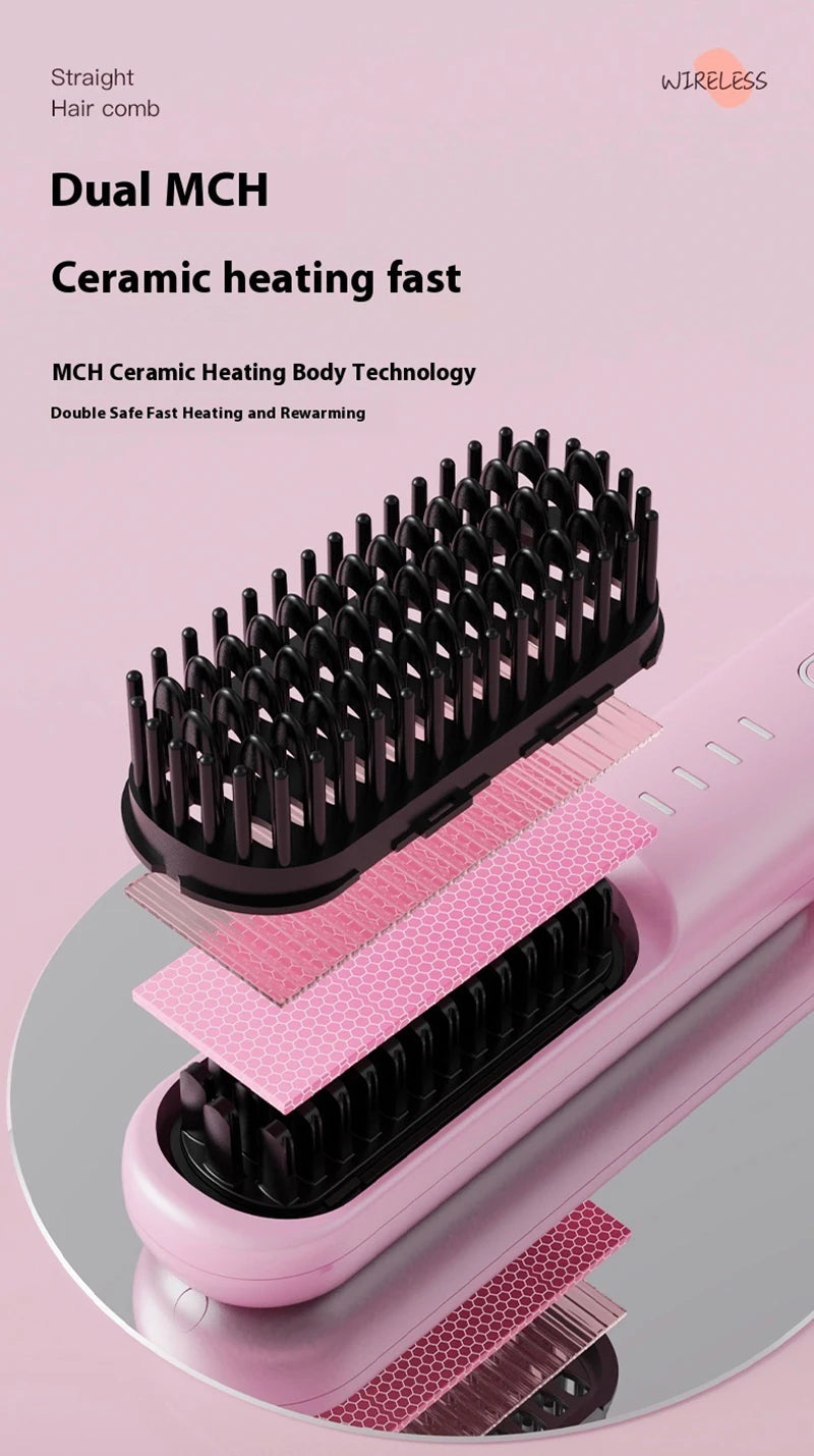 Fast-Heating Ionic Hair Straightening Brush for Frizz-Free Styling