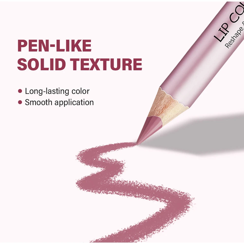 Waterproof Matte Lip Liner Pencil Set for Defined Lips