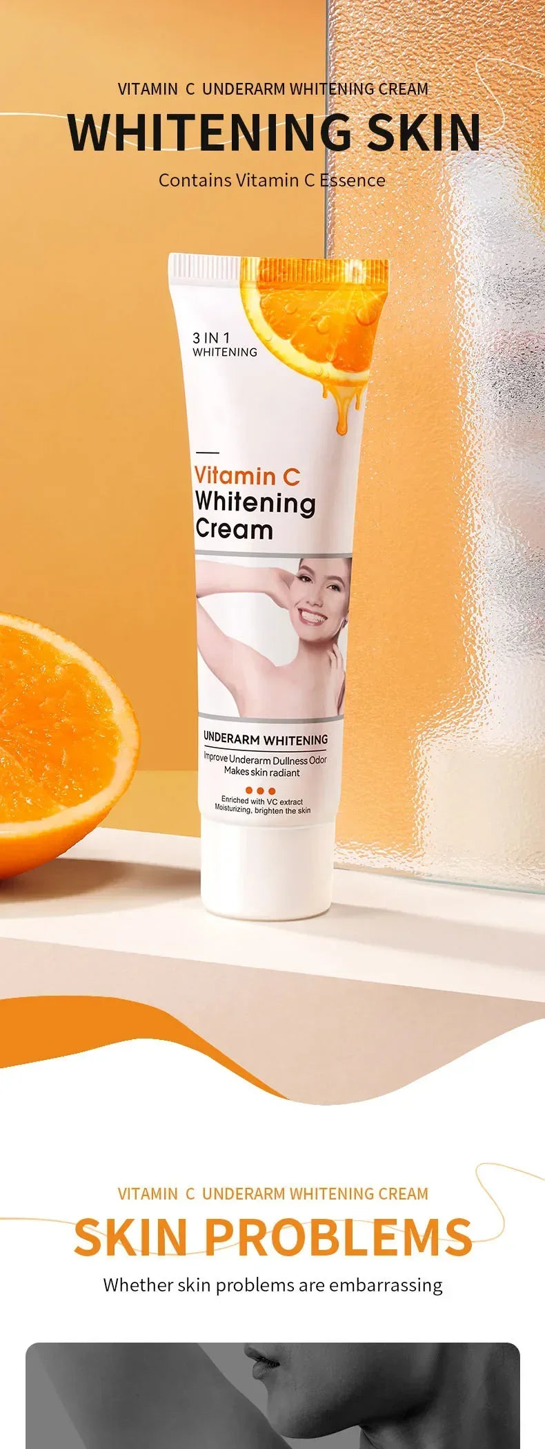 Vitamin C Skin Brightening Cream for Underarms Elbows and Knees