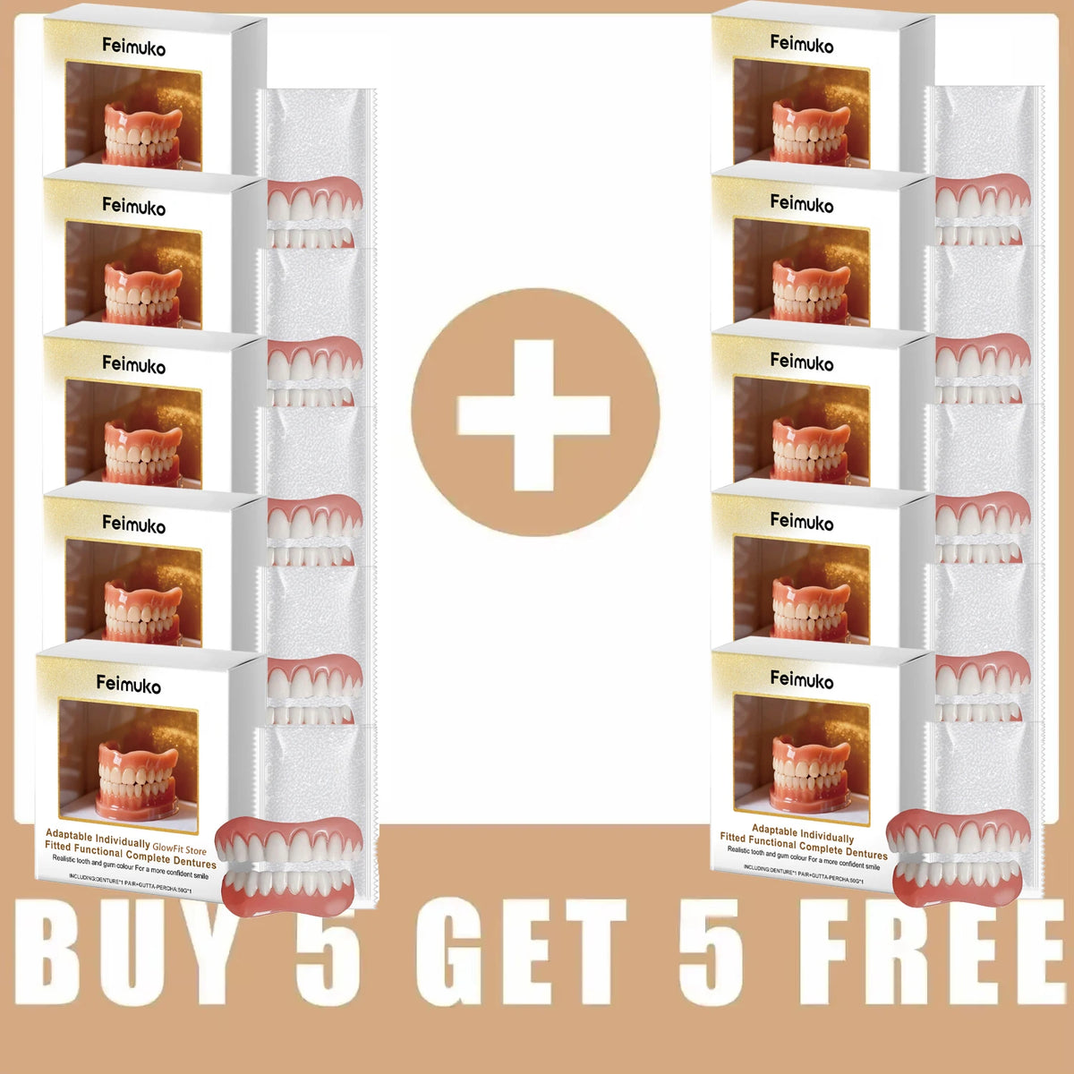 Soft Silicone Denture Adhesive and Comfort Kit for Upper and Lower Teeth