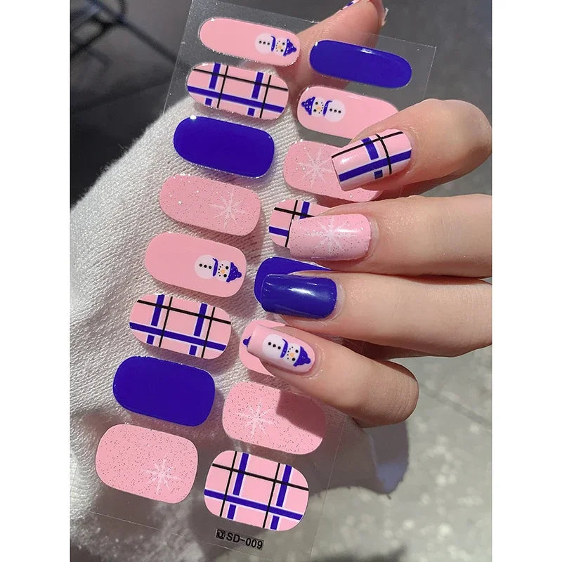 Christmas Snowflake Gel Nail Art Wraps