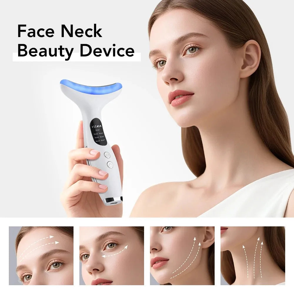 7-Color LED Microcurrent Neck and Face Beauty Lifting Device