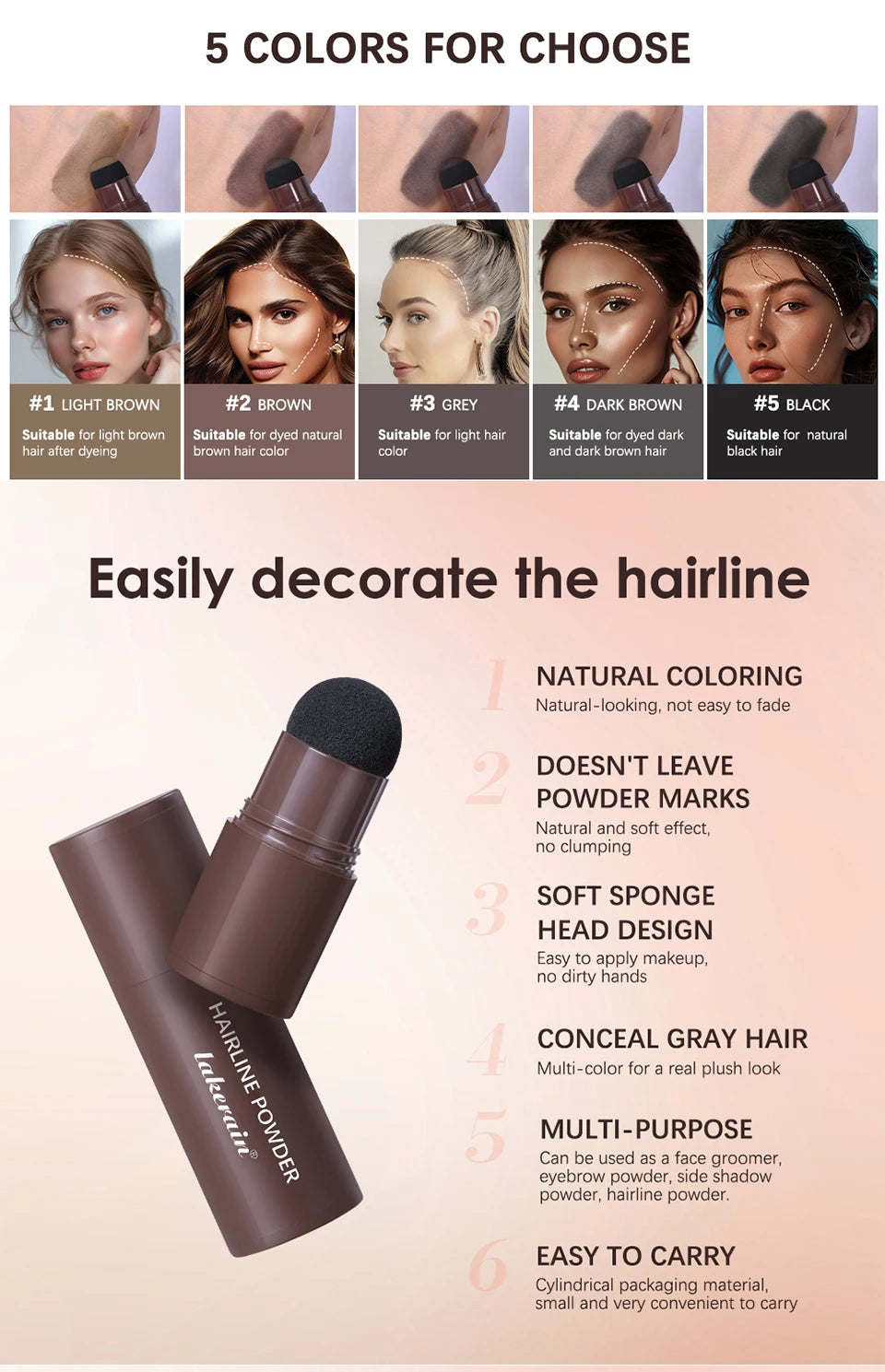 Waterproof Hairline Shadow Powder and Root Cover Up Stick