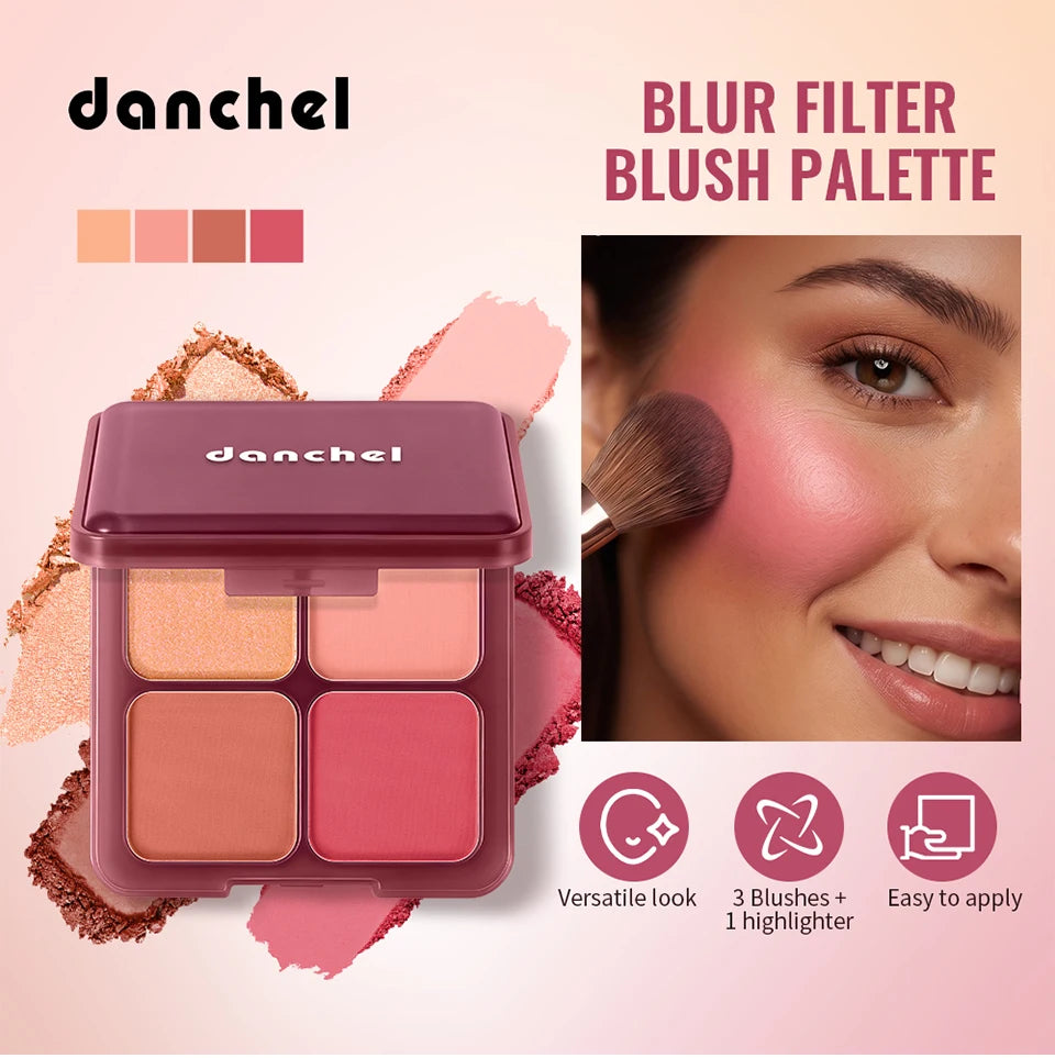 4-Shade Soft Blur Face Blush Palette - 7