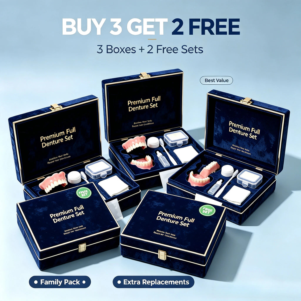 Full Mouth Cosmetic Denture Set with Hygiene Kit and Storage Case