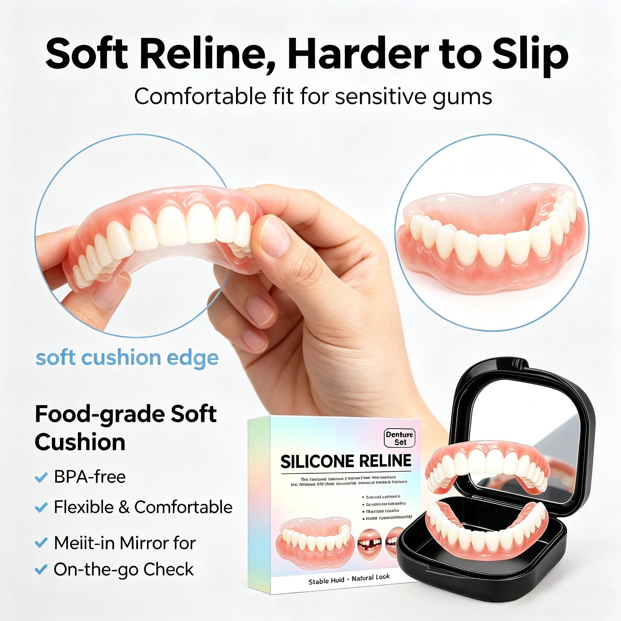 Comfort Fit Silicone Dentures Upper and Lower Set - 8