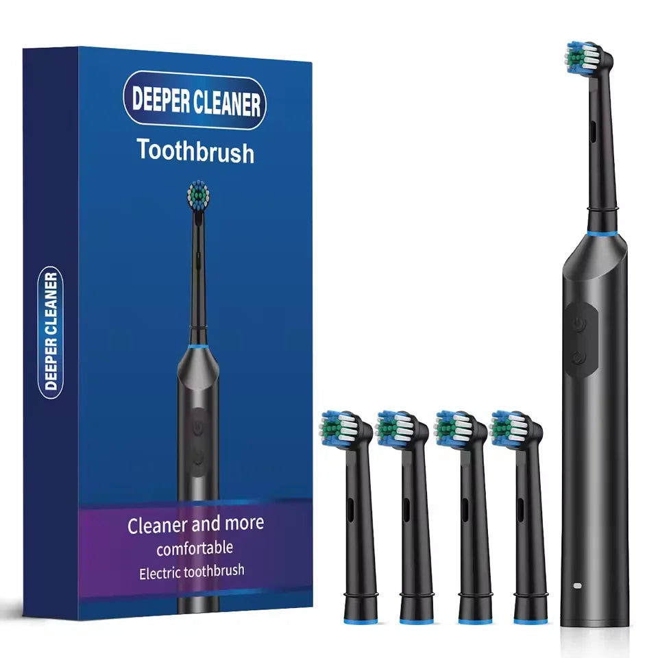 Rotating Electric Toothbrush with 5 Modes and 4 Replacement Heads