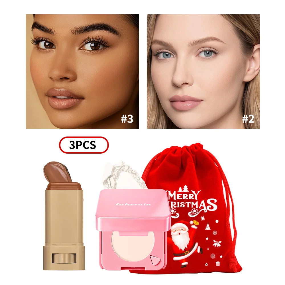 Matte Foundation Stick and Pressed Powder Beauty Set