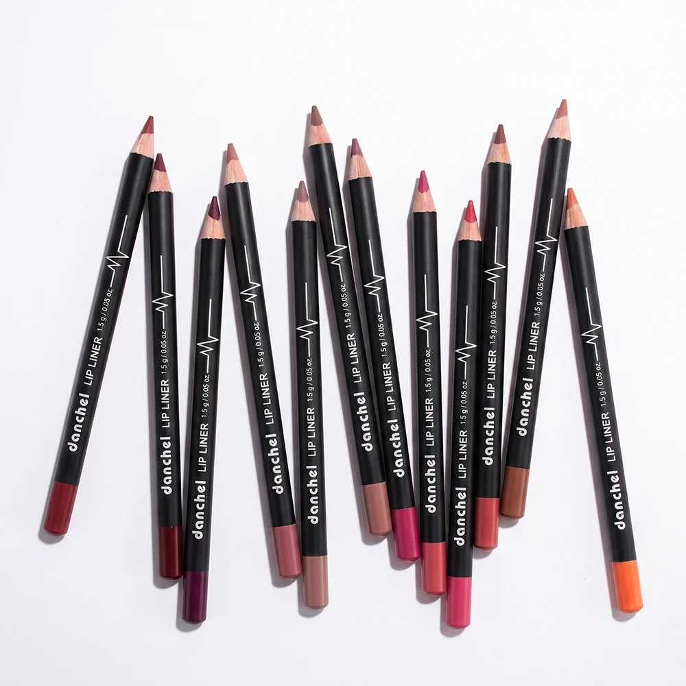 12-Color Waterproof Matte Lip Liner Pencil Set