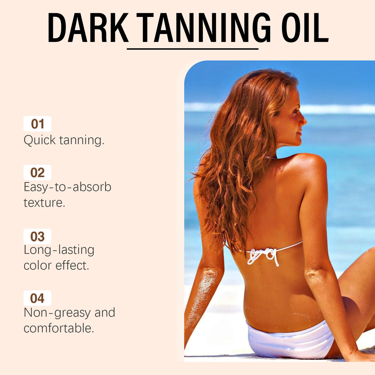Coconut Oil Dark Tanning Body Oil for Deep Bronze Glow